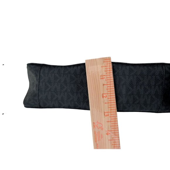 Michael Kors Jet Set Messenger Bag Leather Monogram Logo Shoulder Black Silver - Picture 7 of 10